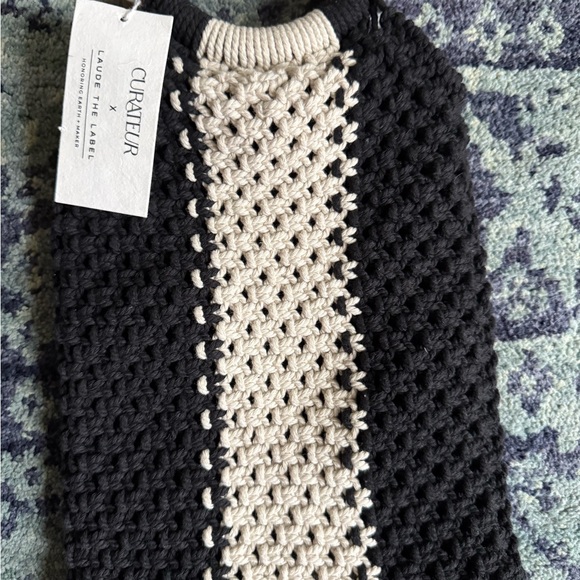 New With Tags Black and White Macrame Boho Curateur X Laude the Label Mini Bag - Picture 4 of 10